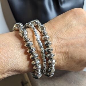 NWT Silver Tone Stretch‎ Bracelet Trio